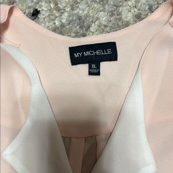 My Michelle Pink Sleeveless Asymmetrical Blouse with Peter Pan Collar - Picture 2 of 7